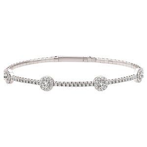 1.56 Carat Natural Diamond Flexible Bracelet G SI 14K White Gold 7''